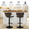 Set of 2 Bar Stools Adjustable Swivel Leather Pub Chair Kitchen Dining Chairs
