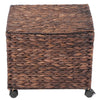 Mobile Seagrass Basket Hamper Clothes Toys Blanket Closet Storage Box with Lid