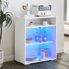 White Sideboard Cabinet with RGB LED lights Display Cupboard Storage Modern