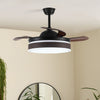 Ceiling Fan LED Light Retractable Blade Living Room Fan Light w/ Remote Control