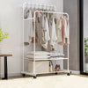 Potable Mobile Clothes Coat Garment Hanging Rail Rack Storage Stand On Wheels