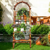 3 Tier Large Wooden Garden Plant Stand with Arch Lattice Trellis Climbing Plants