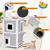 Wooden 2-Floor Cat House Pet House Kitten Shelter With Window Outdoor Indoor