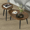 2PCS Walnut Wood Coffee Table Nesting Side Table with Metal Legs Room Apartment