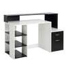 Multi-Storage & Workstation Desk Table w/ Storage Shelves Home Office Black