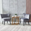 Velvet Retro Lounge Accent Chair Wood Legs Occasional Bedroom Living Room Grey