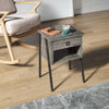 Bestirt Small Bedside Table w/ Drawer&Shelves for Bedroom Rustic Night Stand