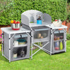 Outdoor BBQ Camping Kitchen Table W/ Windshield Storage Cooking Stove Shelves UK