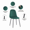 4x Green Velvet Dining Chairs Black Tempered Glass Dining Table Dining Room Set