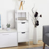 White Wooden Bathroom Shelf Cabinet Cupboard w/Drawer Storage Unit Free Standing