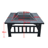 3 in 1 Square Fire Pit BBQ Grill Outdoor Garden Table Stove Patio Heater Ice Pit