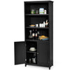 Wooden Tall Bookcase 3-Tier Shelving Storage Cabinet 2 Doors Display Organizer