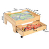 100 PCS Kids Wooden Train Track Railway Set Activity Table W/ Rolling Drawer