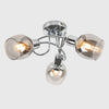 Chrome Ceiling Light Fitting 3 Way Swirl Smoked Glass Shades Lampshade LED Bulbs