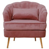 Modern Occasional Velvet Armchair Scallop Wing Back Chair with Golden Legs Sofa