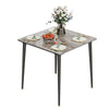 Industrial Square Marble Dining Table Kitchen Eating Table & Black Legs 4 Seater