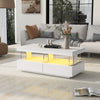 Coffee Table High Gloss LED RGB Tea Table With Storage Drawers Living Room BT