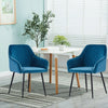 2X Dining Chairs Velvet Padded Seat Breakfast Chairs Metal Legs Home Office