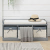 Hallway Shoe Storage Bench With 3 Rattan Baskets Organizer Cushion Padded Seat