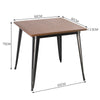 SOLID WOOD TOP SQUARE METAL DINING TABLE WITH 2/4 CHAIRS STOOL INDUSTRIAL STYLE