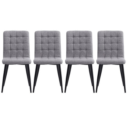 4 x Velevt Upholstered Dining Chairs High Back Kitchen Padded Seat w/ Metal Legs