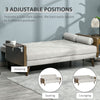 3-Seater Sofa Bed Click-Clack Button-Tufted Settee Recliner Couch Beige