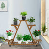 6 Pots Wood Plant Stand Sturdy Triangular Plant Shelf Flower Stand Storage Rack