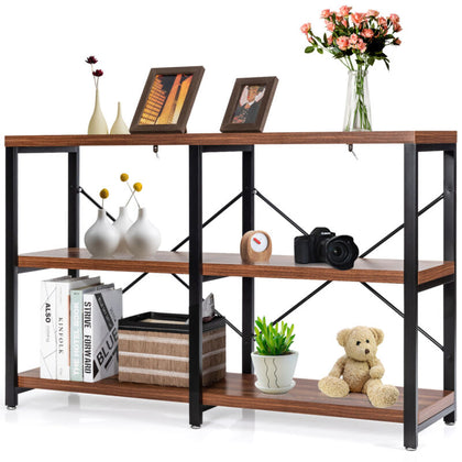 3-Tiers Console Side Table X-Shaped PC Computer Writing Desk w/ Storage Shelves