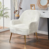 Upholstered Armchair Nordic Crushed Velvet Single Sofa Chair Golden Metal Leg
