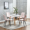 Set of 4 Pink Velvet Dining Chairs Kitchen Dinning Room Metal Leg Padded Modern