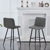 Pair of Grey Bar Stools Stripe Padded Seat Metal Legs Breakfast Stools Modern