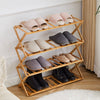 4 Tiers Bamboo Shoe Rack Folding Durable Shoe Shelf Organizer Free Standing