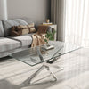 Glass Coffee Table With Chrome X Modern LivingRoom Furniture Tea Sofa Side Table