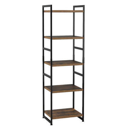 Bookcase 5-Tier Bookshelf Freestanding Display Stand Wood Storage Shelving Unit