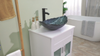Bathroom Sink Basin Artistic Wash Bowl Countertop Tempered Glass Tap Waste Set
