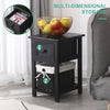 2 x Wood Bedside Tables Night Stand Cabinet Storage Drawer Wicker Baskets UK