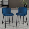 Pair of Barstools Velvet Bar Chair Blue Black Grey Padded Chair Kitchen Modern