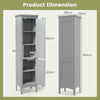 5-Tier Bathroom Tall Cabinet Slim Freestanding Storage Organizer Cupboard 2 Door