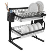 2‑Tier Sturdy Stainless Steel Metal Dish Drainer Drying Rack Kitchen Organizer