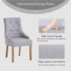 2pcs Grey Fabric Dining Chairs Button-Tufted Upholstered Armchairs with Rivets