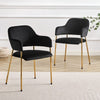 Set of 2 Black Velvet Dining Chairs Golden Leg Armchairs Kitchen Restaurant Cafe