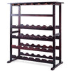 24 Bottle Capacity Wine Rack Free Standing Wine Display Shelf 18 Glass Holder