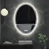 Ultra-thin Oval Bathroom Mirror LED Frameless Frosted Edges Shiny Vanity Mirror