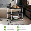 Rolling 3 Tier Serving Cart Kitchen Storage Trolley Utility Cart with Handles