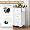 Rolling Kitchen Cart w/ 3 Drawers Kitchen Island w/ Towel Rack and Spice Rack