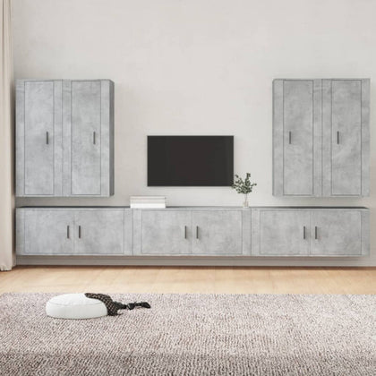 7 Piece TV Cabinet Set Concrete Grey Engineered Wood G5C6