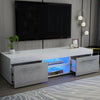 Modern TV Unit Stand Cabinet High Gloss Grey 2 Drawers Glass Shelf & LED Light