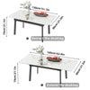 Extendable Dining Table with Marble Top Black Metal Frame Kitchen Home Furniture
