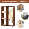 Single Mobile Open Wardrobe Storage Shelves Organizer With Clothes Hanging Rail