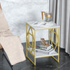 Heavy Duty Town Square Marble Table Bedside Sofa Bed End/ Side Table Gold Frame